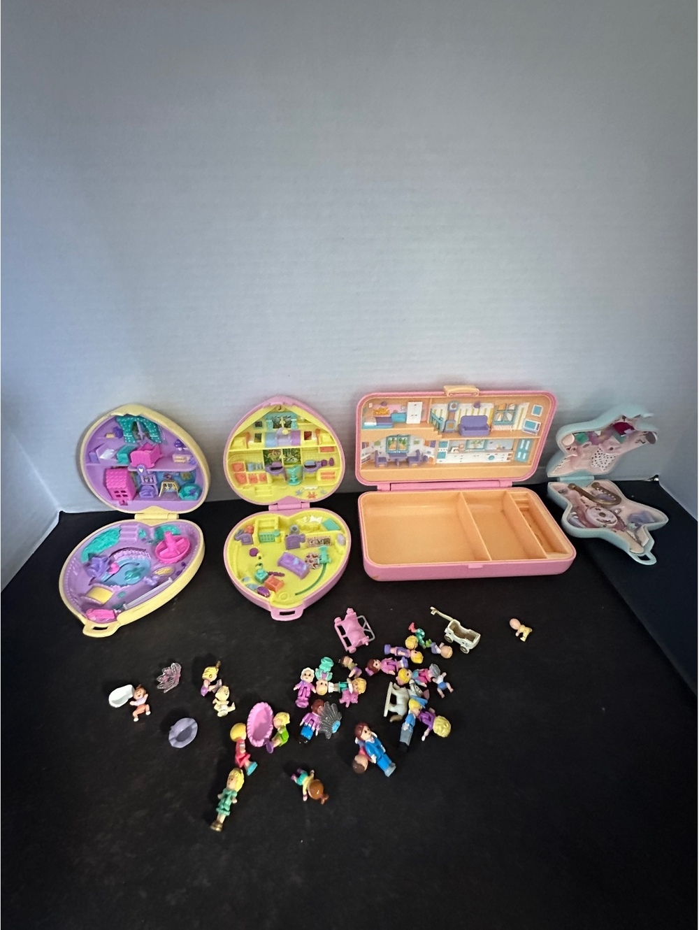 Vintage Polly Pocket Bluebird 1990s 4 Compacts Figures Accessories Lot